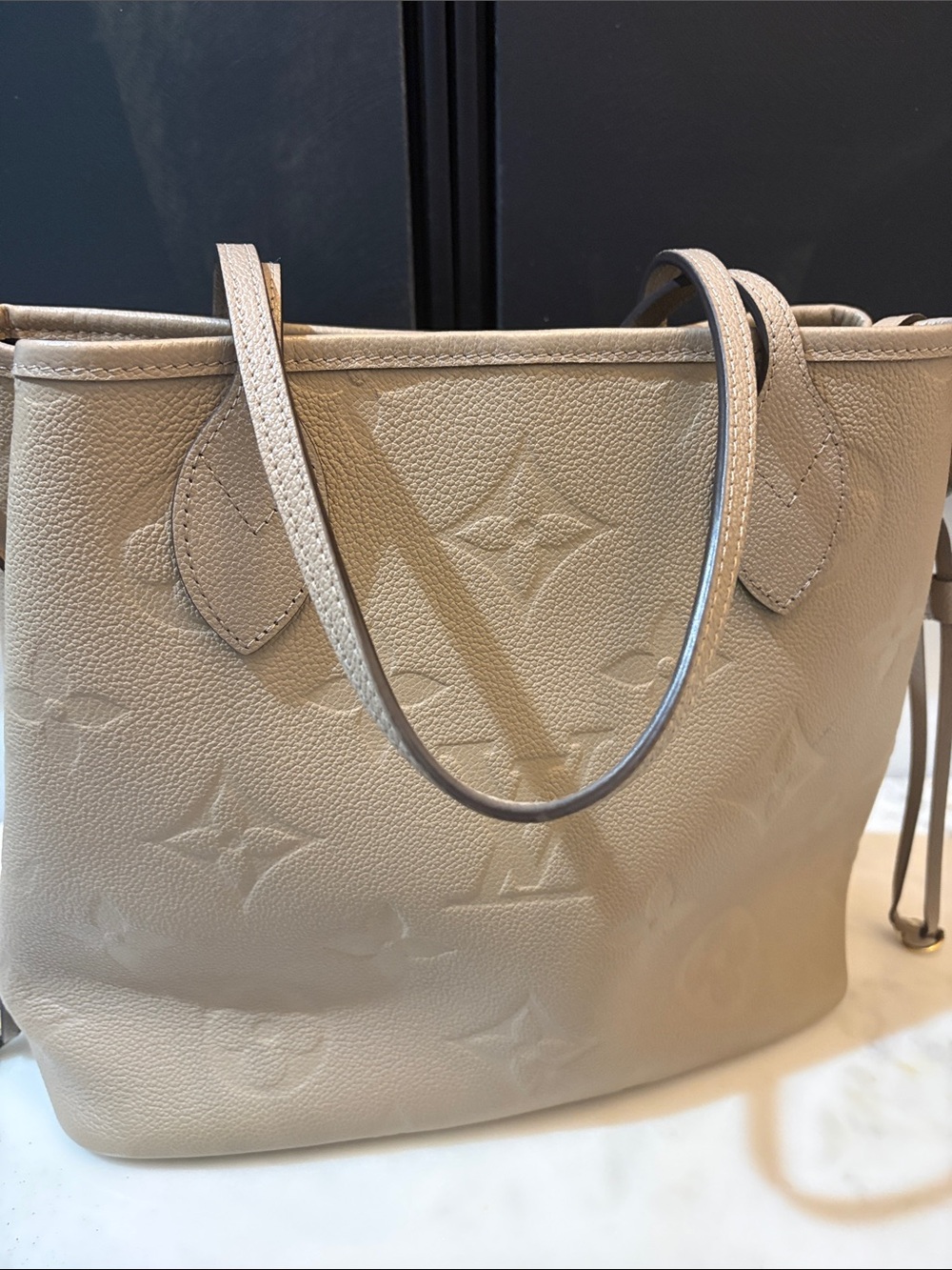 Louis Vuitton Cream Leather Monogram Tote